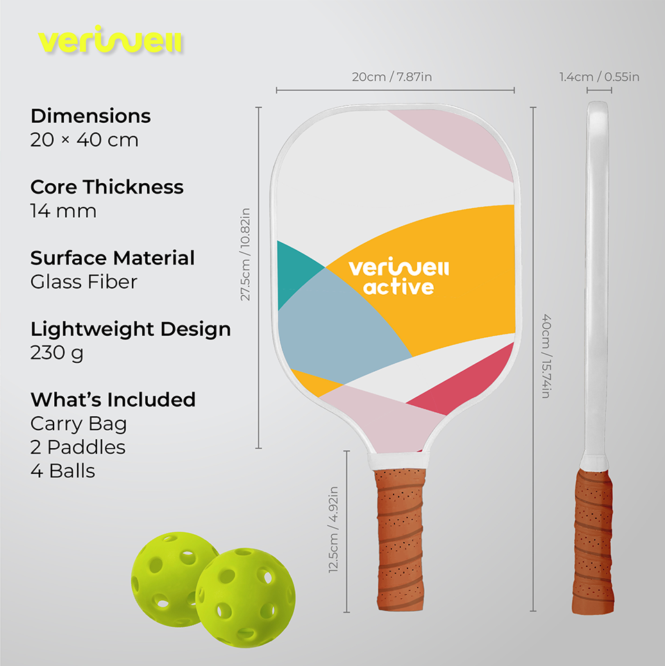 ACTIVE GEAR - PICKLEBALL PADDLE- FIBER GLASS (MULTICOLOR-SET)