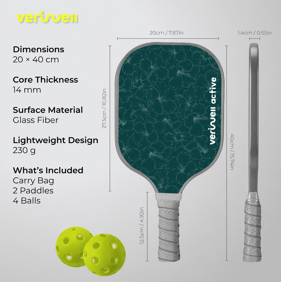 ACTIVE GEAR - PICKLEBALL PADDLE- FIBER GLASS (GREEN-SET)